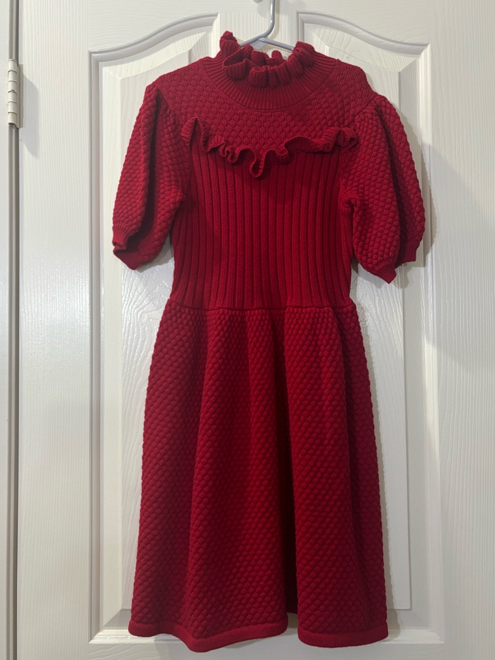 Janie and Jack Girls Red Knit Ruffle Dress